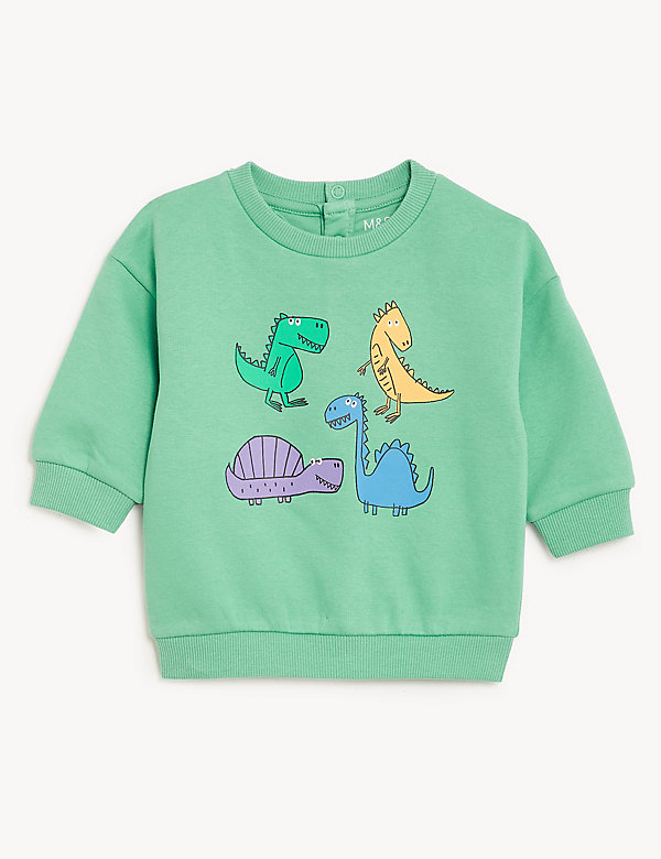 Cotton Rich Dinosaur Sweatshirt (0-3 Yrs) - AT
