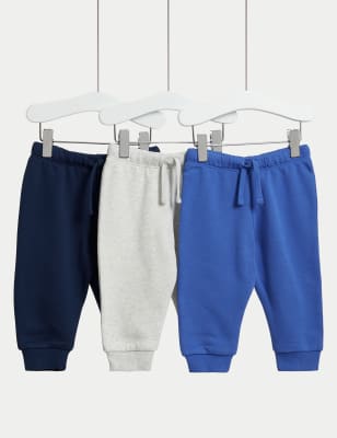 

Boys M&S Collection 3pk Cotton Rich Joggers (0-3 Yrs) - Blue Mix, Blue Mix