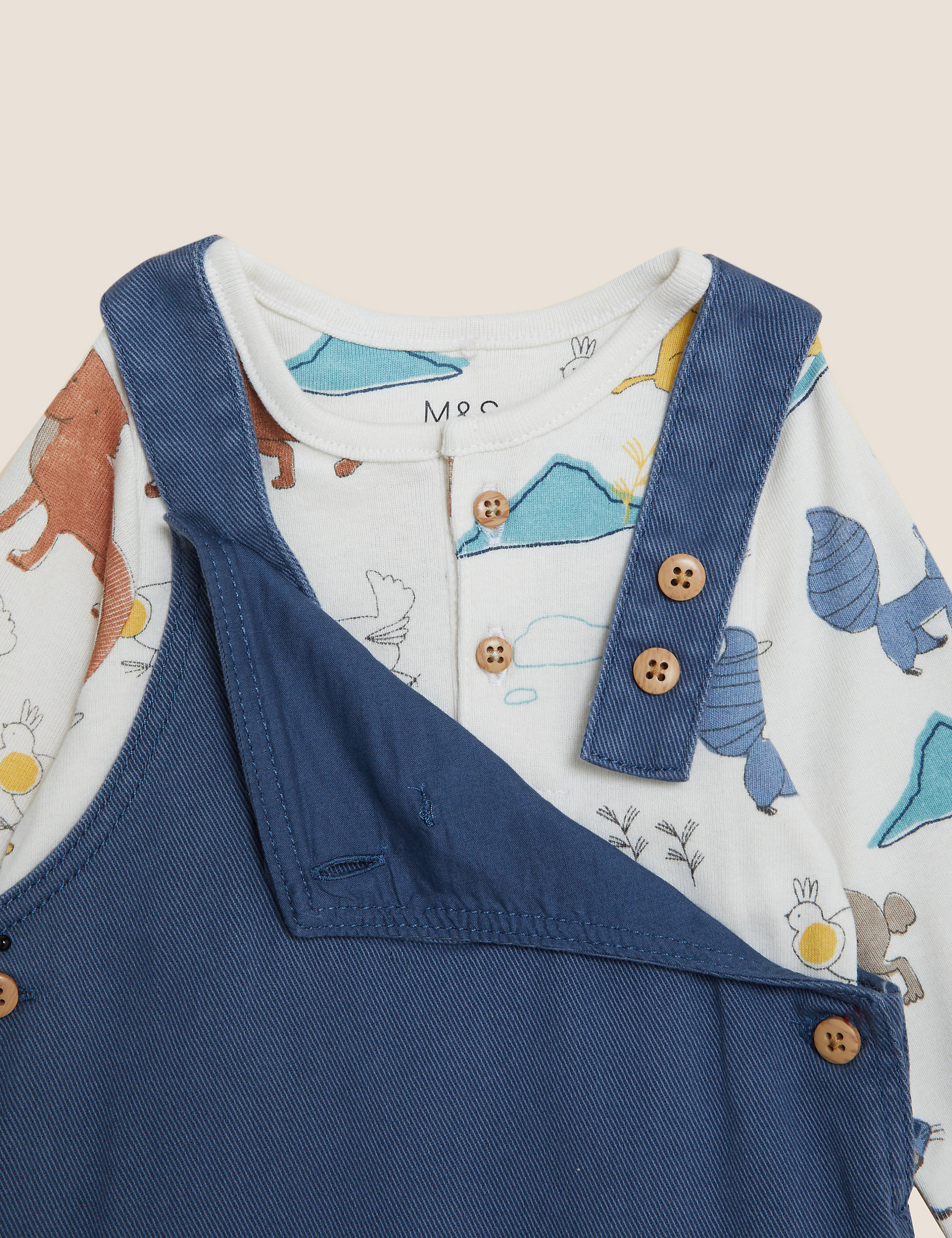 2pc Pure Cotton Dungaree Outfit (0-3 Yrs)