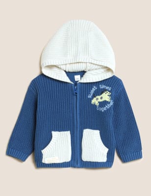 

Boys M&S Collection Pure Cotton Colour Block Hoodie (0-3 Yrs) - Blue Mix, Blue Mix
