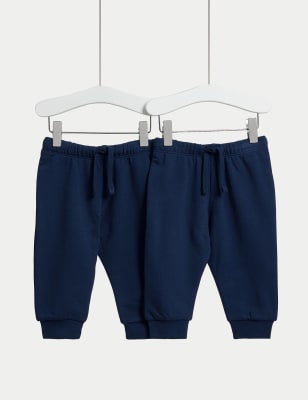 

Boys M&S Collection 2pk Cotton Rich Joggers (0-3 Yrs) - Navy, Navy