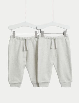 

Boys M&S Collection 2pk Cotton Rich Joggers (0-3 Yrs) - Grey Marl, Grey Marl