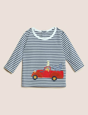 

Boys M&S Collection 2pc Pure Cotton Striped Outfit (0-3 Yrs) - Blue Mix, Blue Mix