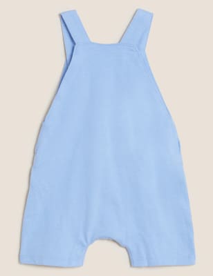 Boys Pure Cotton Elephant Dungarees (0-3 Yrs) - Blue