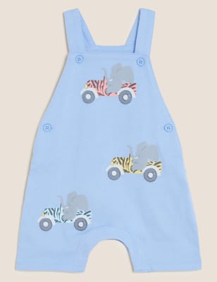 

Boys Pure Cotton Elephant Dungarees (0-3 Yrs) - Blue, Blue