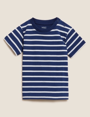 

Boys Pure Cotton Striped T-Shirt (0-3 Yrs) - Navy Mix, Navy Mix