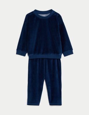 

Boys M&S Collection 2pc Velour Ribbed Outfit (0-3 Yrs) - Navy, Navy