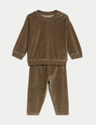 

Boys M&S Collection 2pc Velour Ribbed Outfit (0-3 Yrs) - Mink, Mink