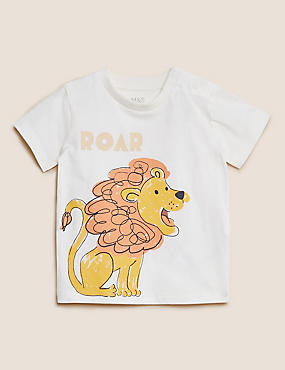 純棉獅子圖案 T 恤（0 至 3 歲）