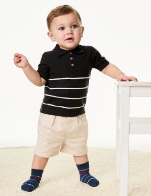 M&S Boy's 2pc Striped Outfit (0-3 Yrs) - 2-3Y - Charcoal Mix, Charcoal Mix
