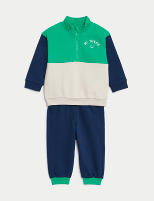 

Boys M&S Collection Cotton Rich Slogan Top & Bottom Outfit (0-3 Yrs) - Navy Mix, Navy Mix