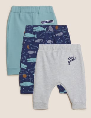 

M&S Collection Pack de 3 leggings de algodón estampados (0-3 años) - Navy Mix, Navy Mix