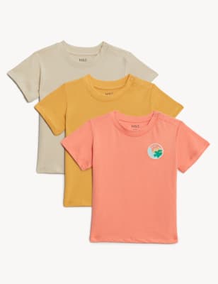 

M&S Collection Pack de 3 camisetas 100% algodón (0-3 años) - Apricot, Apricot