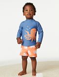 兩件裝章魚圖案長袖泳衣套裝（0 至 3 歲）