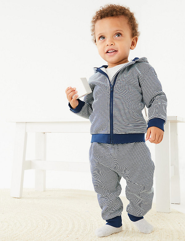 Cotton Rich Striped Joggers (0-3 Yrs) - IS