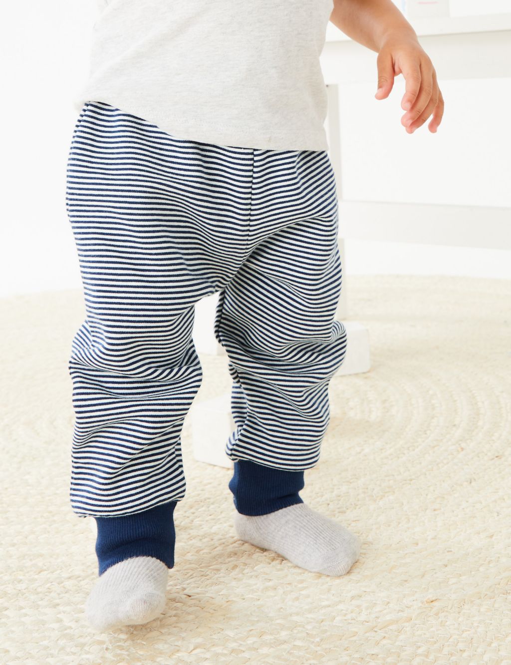 Cotton Rich Striped Joggers (0-3 Yrs) image 4