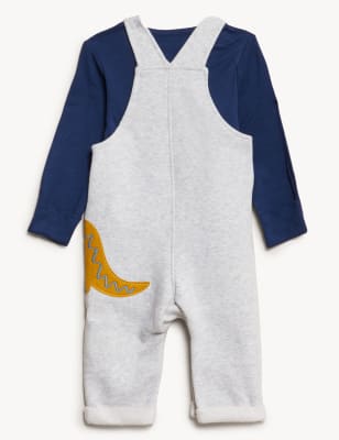 

M&S Collection 2-teiliges Outfit aus reiner Baumwolle mit Dinosauriermuster (0-3 Jahre) - Navy Mix, Navy Mix