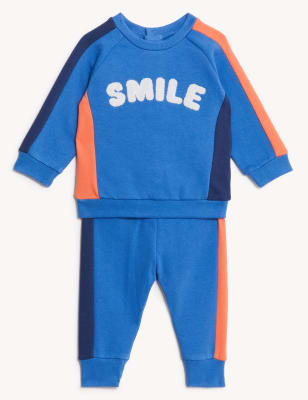 

Girls M&S Collection 2pc Cotton Rich Smile Slogan Outfit (0-3 Yrs) - Navy, Navy