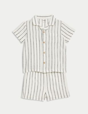 

Boys M&S Collection Cotton Rich Striped Outfit (0 Mths-3 Yrs) - Charcoal Mix, Charcoal Mix