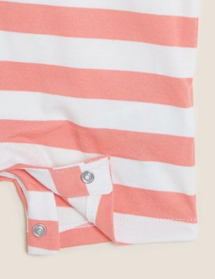 Boys M&S Collection Pure Cotton Striped Romper (0-3 Yrs) - Red Mix