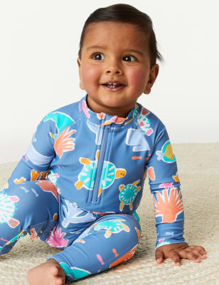 

M&S Collection Conjunto de 2 piezas de gorro y bañador con diseño de vida marina (0-3 años) - Multi, Multi