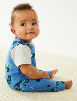 

Boys M&S Collection Cotton Rich Tractor Print Romper (0-3 Yrs) - Blue Mix, Blue Mix