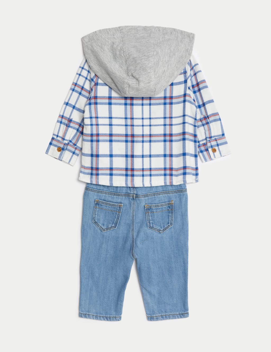2pc Cotton Rich Hooded Checked Outfit (0-3 Yrs) image 2