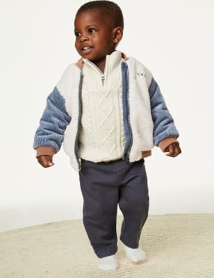 Pure Cotton Fleece Bomber Jacket (0-3 Yrs)