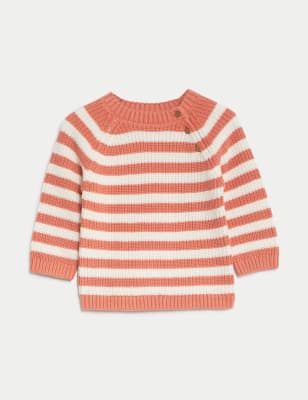 Pure Cotton Striped Knitted Jumper (0-3 Yrs)