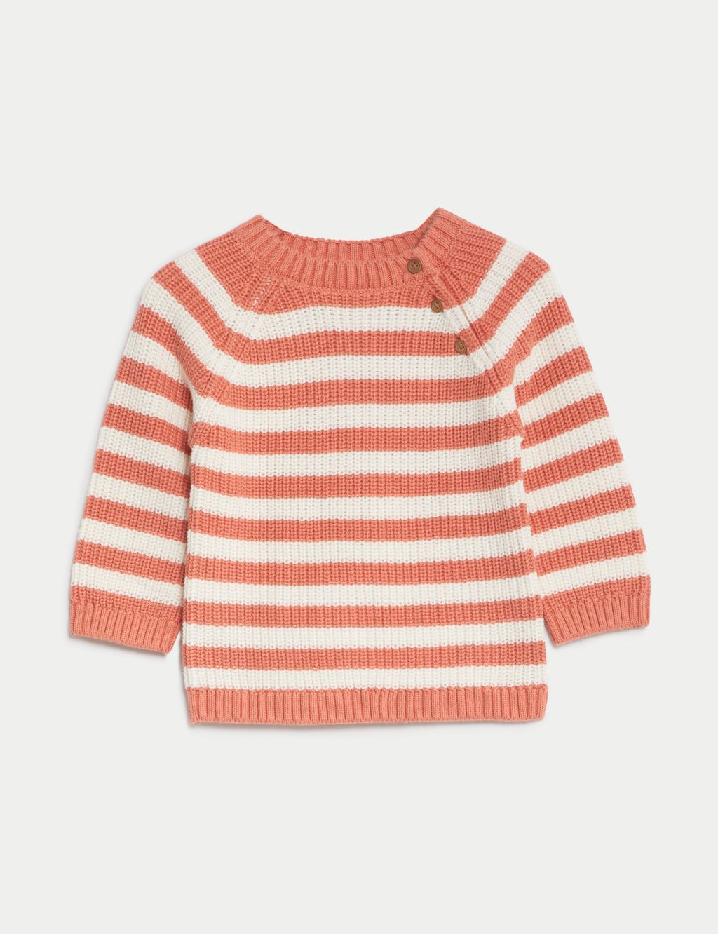 Pure Cotton Striped Knitted Jumper (0-3 Yrs) image 1