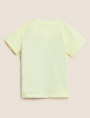 Boys M&S Collection Pure Cotton Elephant T-Shirt (0-3 Yrs) - Green Mix