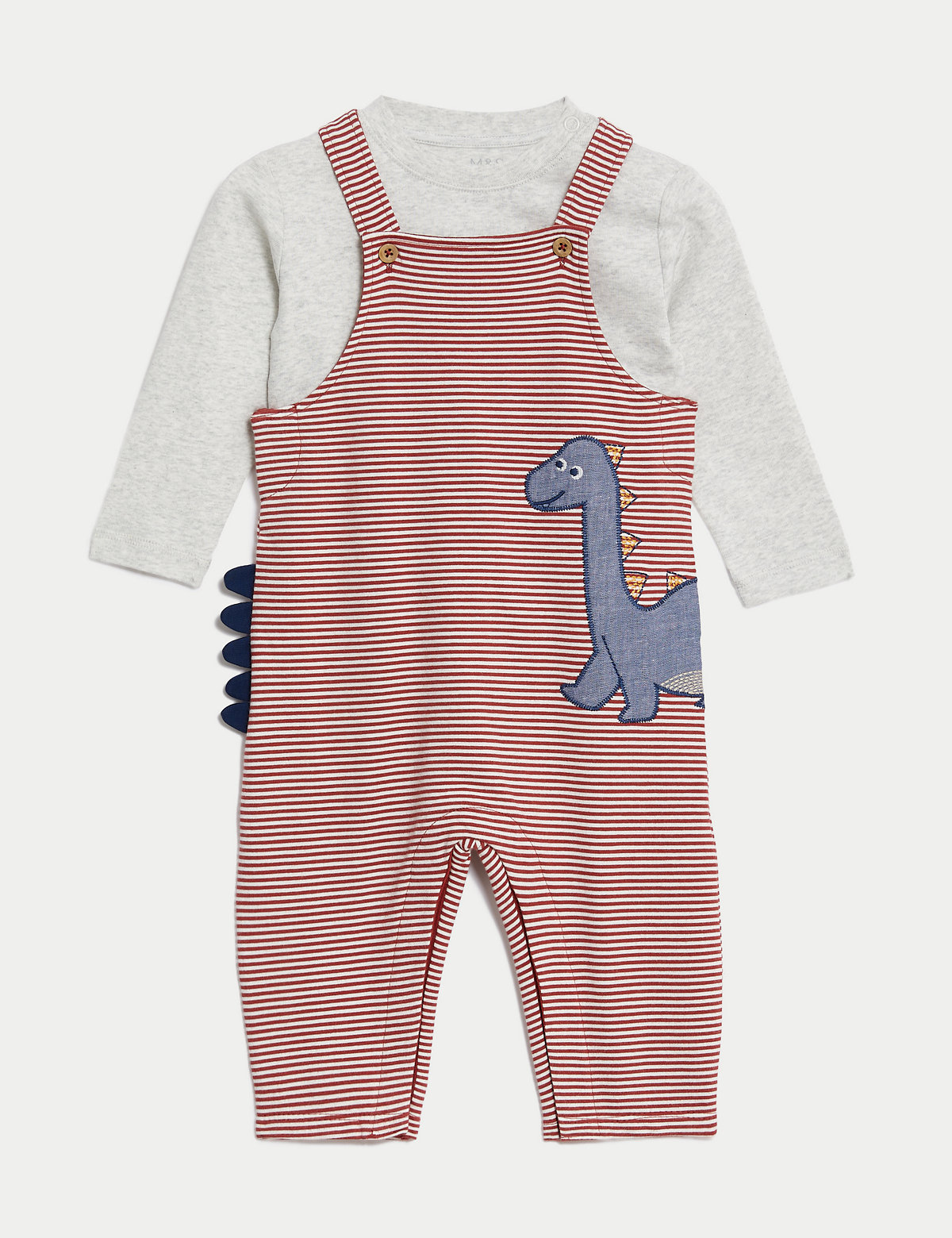 2pc Cotton Rich Striped Dinosaur Outfit (0-3 Yrs)