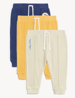 

Boys M&S Collection 3pk Pure Cotton Joggers (0-3 Yrs) - Multi, Multi