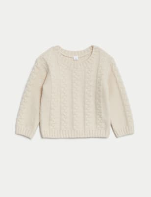 

M&S Collection Strickpullover mit hohem Baumwollanteil und Zopfmuster (0-3 J.) - Calico, Calico