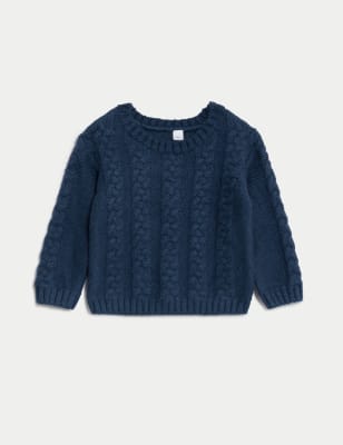 Cotton Rich Cable Knit Jumper (0-3 Yrs) - IS