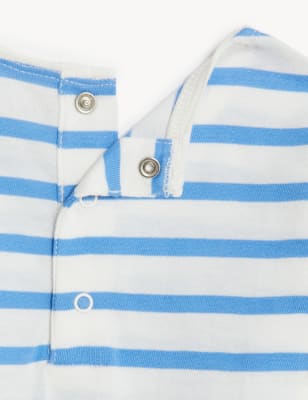 

M&S Collection Gestreiftes Oberteil aus reiner Baumwolle (0-3 J.) - Blue Mix, Blue Mix
