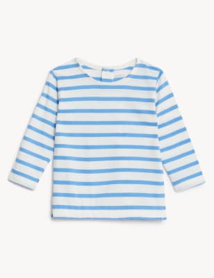 

Boys M&S Collection Pure Cotton Striped Top (0-3 Yrs) - Blue Mix, Blue Mix