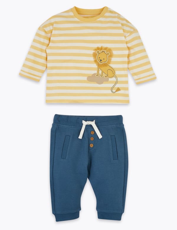 2 Piece Cotton Striped Lion Outfit (0-3 Yrs)