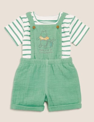 Ensemble 2 pièces 100 % coton à motif Winnie l'Ourson™ (jusqu'au 3 ans) - Sage Green