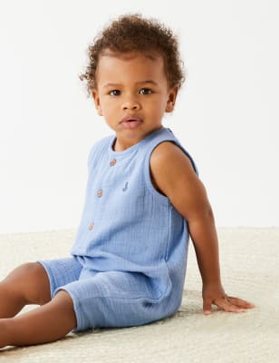 Pure Cotton Romper (0-3 Yrs) | M&S Collection | M&S