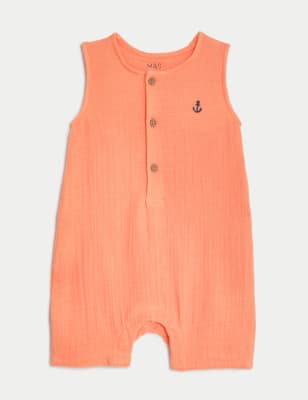 

Boys M&S Collection Pure Cotton Romper (0-3 Yrs) - Apricot, Apricot