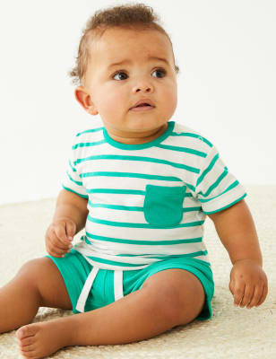 

M&S Collection Camiseta de rayas 100% algodón (0-3 años) - Spearmint, Spearmint