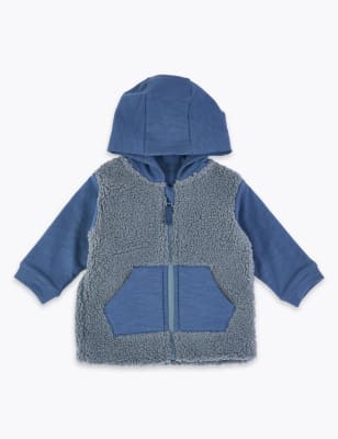 Veste en peau de mouton &agrave; capuche