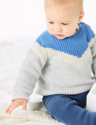 Pull en coton &agrave; col en V