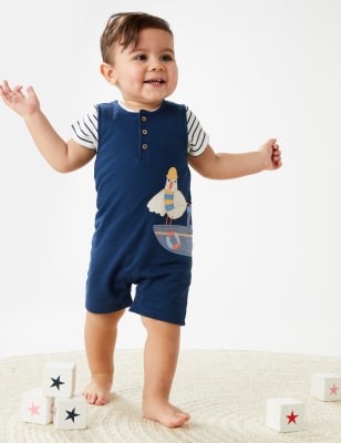 

Boys M&S Collection 2pc Pure Cotton Seagull Outfit (0-3 Yrs) - Indigo, Indigo