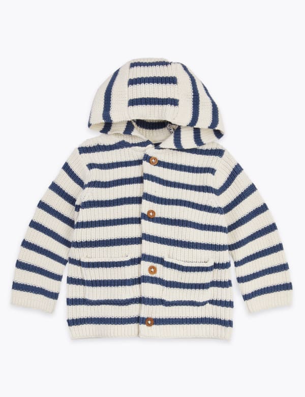 Cotton Striped Hooded Cardigan (0 -36 Mths)