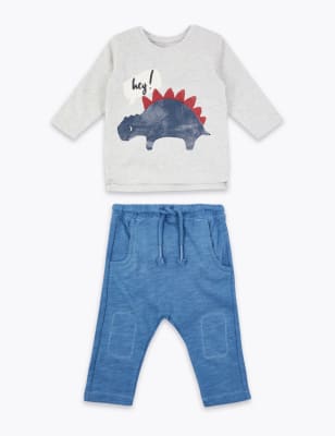 Ensemble 2&nbsp;pi&egrave;ces en coton &agrave; motif dinosaure