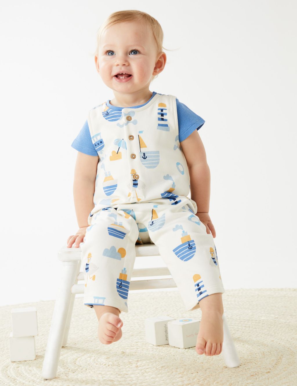 2pc Cotton Rich Boat Print Outfit (0-3 Yrs) image 1