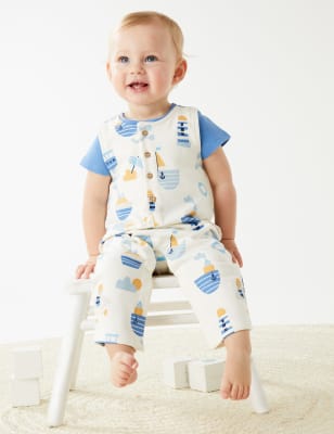 2pc Cotton Rich Boat Print Outfit (0-3 Yrs)