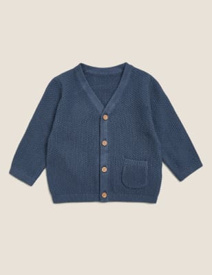 Gilet en maille 100 % coton (jusqu'au 3 ans) - Indigo